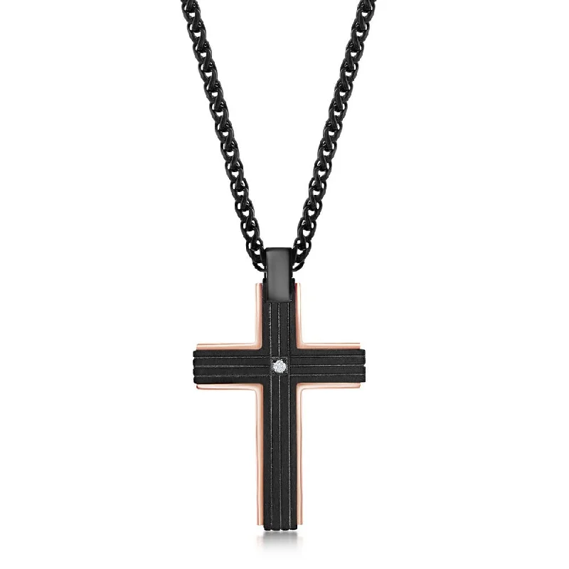 Limited-Time Jewelry Sale – Don't Miss These Deals Stainless Steel Black w/ Rose Gold Border Single CZ Necklace Limited-Time Jewelry Sale – Don't Miss These Deals Stainless Steel Black w/ Rose Gold Border Single CZ Necklace