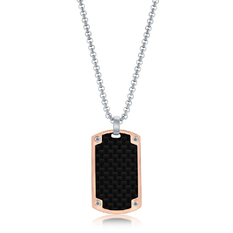 Stunning Jewelry At A Fraction Of The Price Stainless Steel Rose Gold Black Carbon Fiber Necklace Stunning Jewelry At A Fraction Of The Price Stainless Steel Rose Gold Black Carbon Fiber Necklace