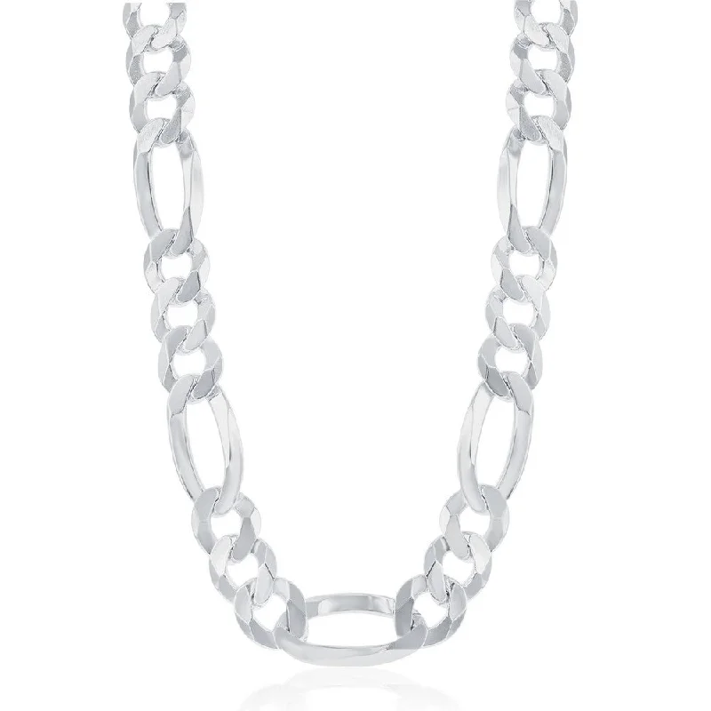 Breathtaking Jewelry At Limited-Time Savings Sterling Silver 13.3mm Figaro Chain - Rhodium Plated Breathtaking Jewelry At Limited-Time Savings Sterling Silver 13.3mm Figaro Chain - Rhodium Plated