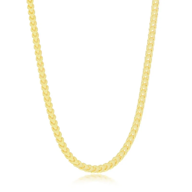 Waterproof Stainless Steel Jewelry For Lasting Beauty Sterling Silver 3mm Franco Chain (100 Gauge) - Gold Plated Waterproof Stainless Steel Jewelry For Lasting Beauty Sterling Silver 3mm Franco Chain (100 Gauge) - Gold Plated