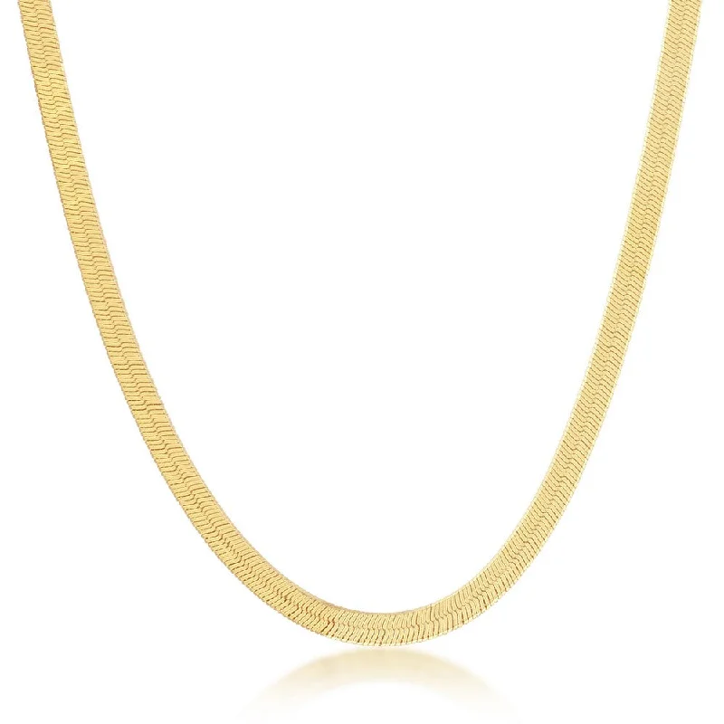 Personalized Engraved Jewelry For Meaningful Gifts Sterling Silver 4mm Herringbone Chain - Gold Plated Personalized Engraved Jewelry For Meaningful Gifts Sterling Silver 4mm Herringbone Chain - Gold Plated