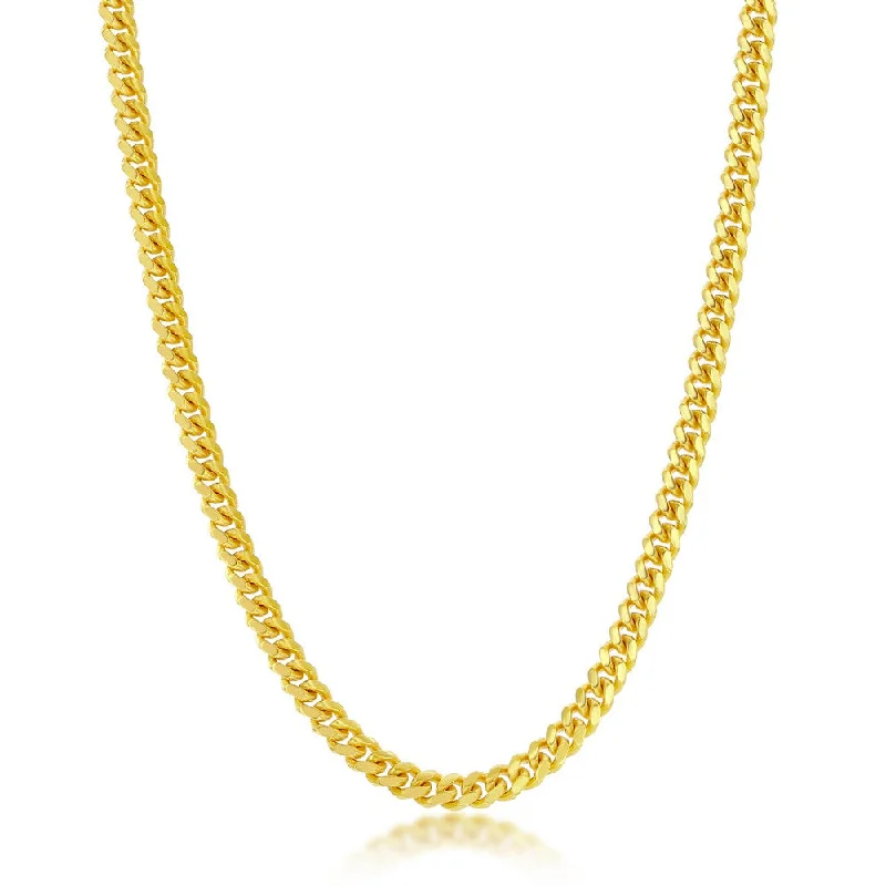 Timeless Jewelry Styles At Wallet-Friendly Prices Sterling Silver 4mm 'Solid' Miami Cuban Chain - Gold Plated Timeless Jewelry Styles At Wallet-Friendly Prices Sterling Silver 4mm 'Solid' Miami Cuban Chain - Gold Plated