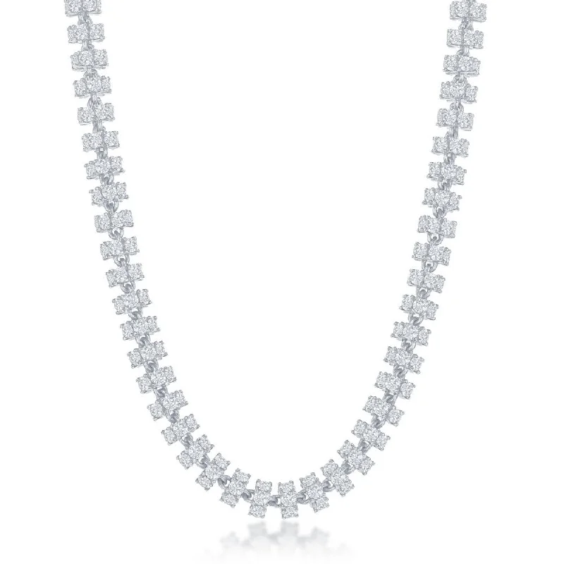Huge Savings On Premium Jewelry Styles Sterling Silver 6mm Barrel CZ Chain - Rhodium Plated Huge Savings On Premium Jewelry Styles Sterling Silver 6mm Barrel CZ Chain - Rhodium Plated