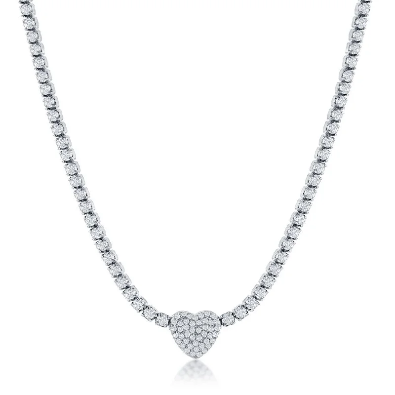 Chic And Stylish Jewelry At Exclusive Prices Sterling Silver Heart CZ Tennis Necklace Chic And Stylish Jewelry At Exclusive Prices Sterling Silver Heart CZ Tennis Necklace