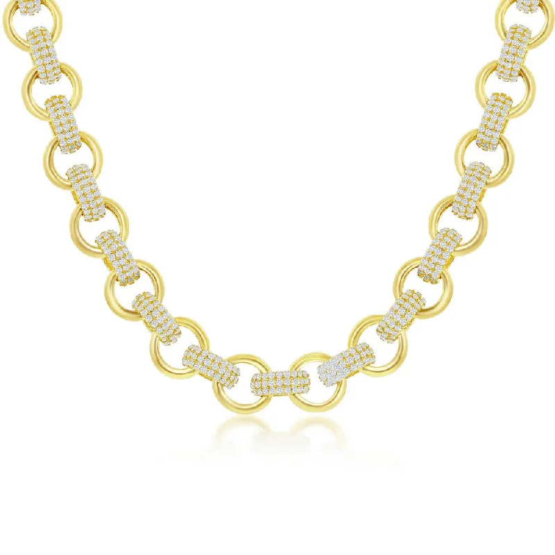 Affordable Luxury Jewelry For Every Occasion Sterling Silver Micro Pave CZ Linked Necklace - Gold Plated Affordable Luxury Jewelry For Every Occasion Sterling Silver Micro Pave CZ Linked Necklace - Gold Plated