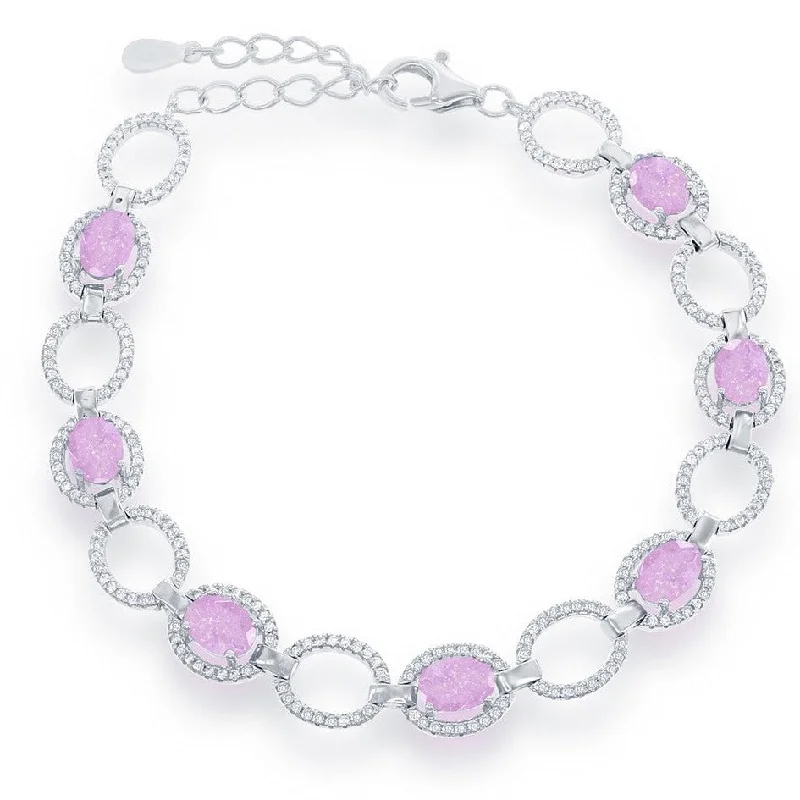 Fashion-Forward Jewelry At Incredible Prices Sterling Silver Open CZ Oval with Pink Ice Bracelet Fashion-Forward Jewelry At Incredible Prices Sterling Silver Open CZ Oval with Pink Ice Bracelet