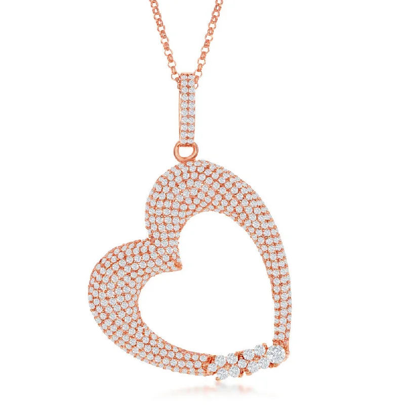Discounted Jewelry For A Glamorous Look Sterling Silver Large Micro Pave Heart with CZ Pendant With Chain Discounted Jewelry For A Glamorous Look Sterling Silver Large Micro Pave Heart with CZ Pendant With Chain