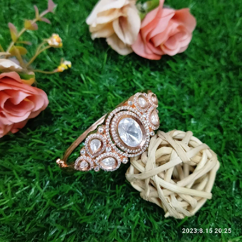 Discounted Luxury Jewelry – Shine Without The Splurge Sunflower Fashion Jewellery Rose Gold Plated AD Stone Openable Kada Discounted Luxury Jewelry – Shine Without The Splurge Sunflower Fashion Jewellery Rose Gold Plated AD Stone Openable Kada